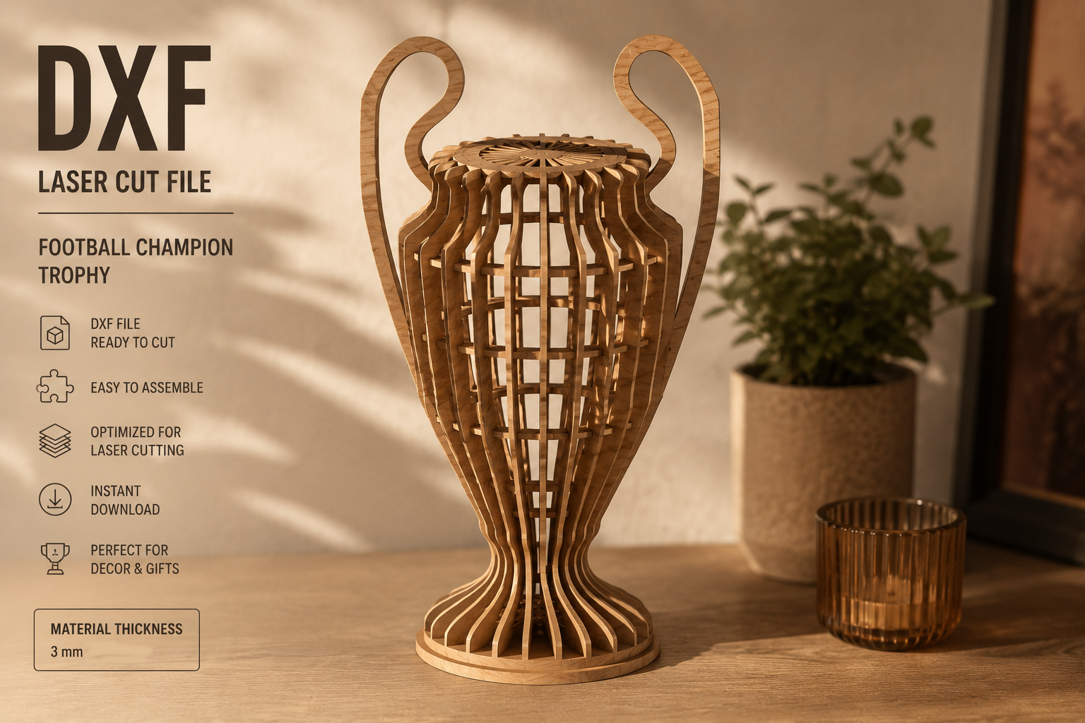 Conception DXF – Trophée inspiré d'une coupe de football