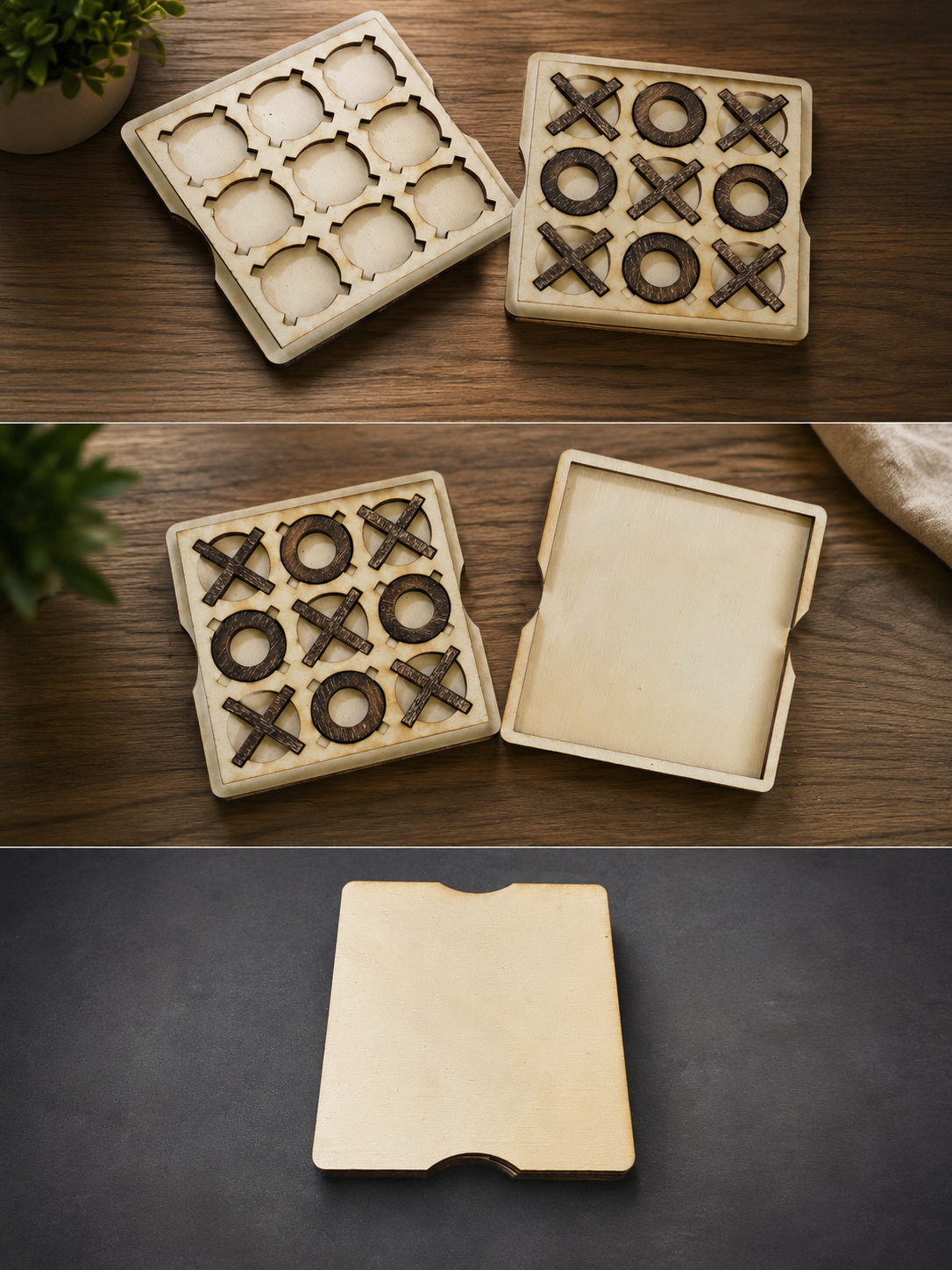 Jeu du morpion personnalisé en bois – Conception, découpe laser & assemblage
